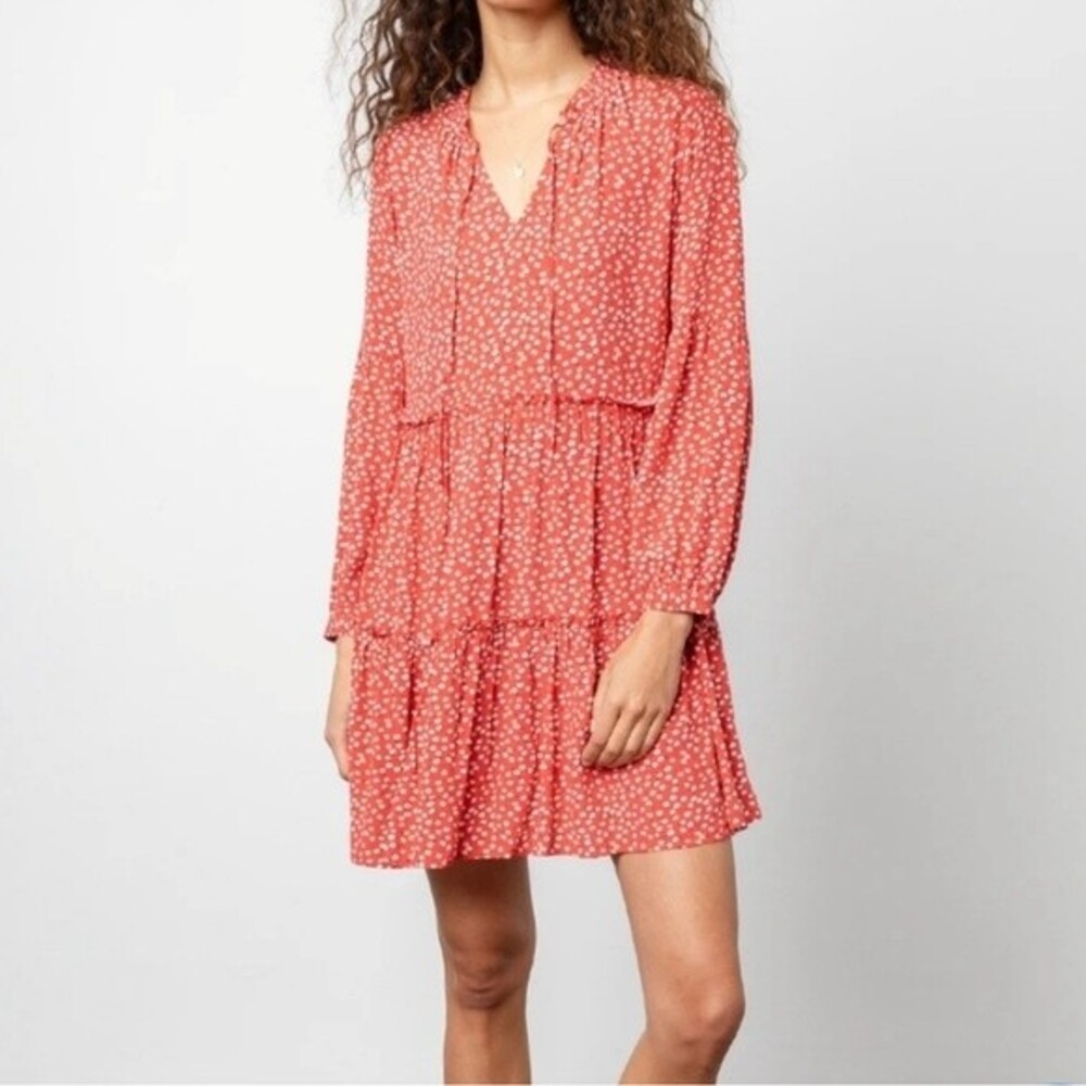 Rails Everly Carmine Daisies Floral Print Tiered Swing Dress Size XXS